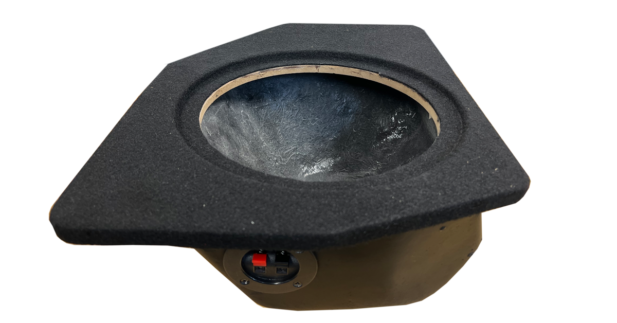 Aerpro 10 inch subwoofer box Ford ranger Mazda bt50 with black carpeted finish and durable construction