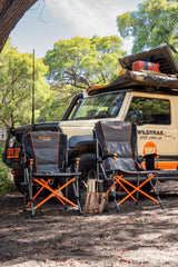 Cheynes XL Deluxe Solid Arm Camp Chair with Cushioned High Back, Wine Glass Holders, Drink Holder, Media Pocket, Self-Levelling Feet for Camping & Events, Weight Rated 200kg, Zipped Storage Pocket for Carry Bag with Shoulder Strap.