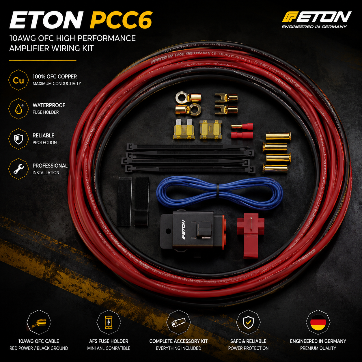 ETON PCC6 10AWG OFC High Performance Amplifier Wiring Kit