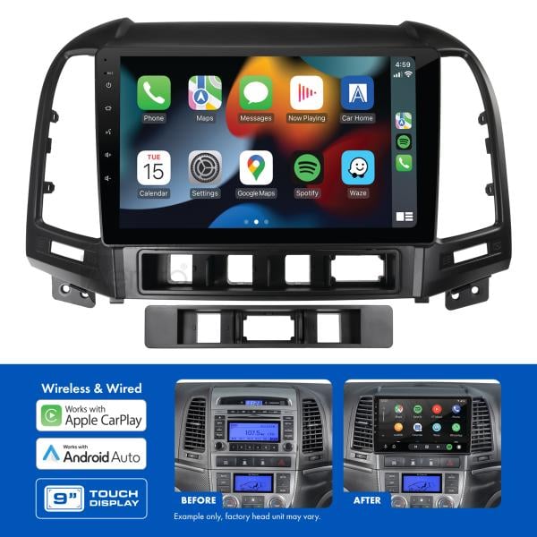 AMHY20 9" Multimedia receiver to suit Hyundai santa fe 2006-2009 - amplified
