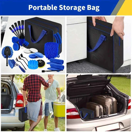 Portable Storage Bag with Car Wash Kit Tools for Efficient Vehicle Cleaning and Organization