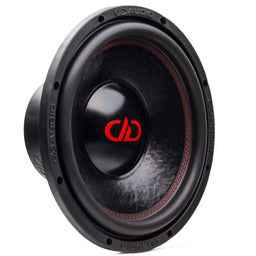 DD Audio 12 inch subwoofer with black cone and red logo for powerful bass performance