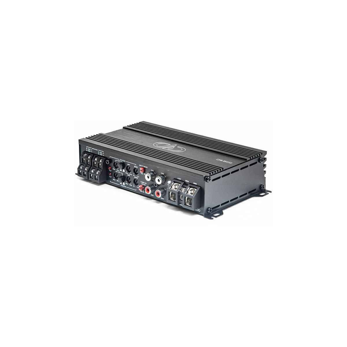 DD Audio D4 Channel Amplifier black compact car audio amplifier with multiple connection ports