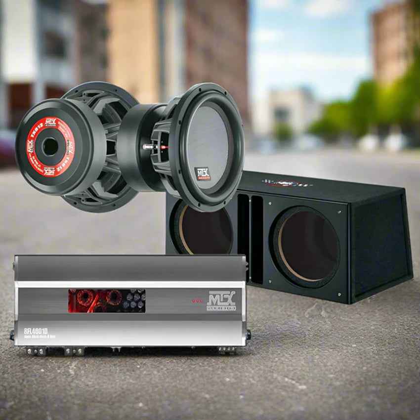 MTX Bass Junkies Pack 3 featuring powerful subwoofers and amplifier for enhanced audio experience