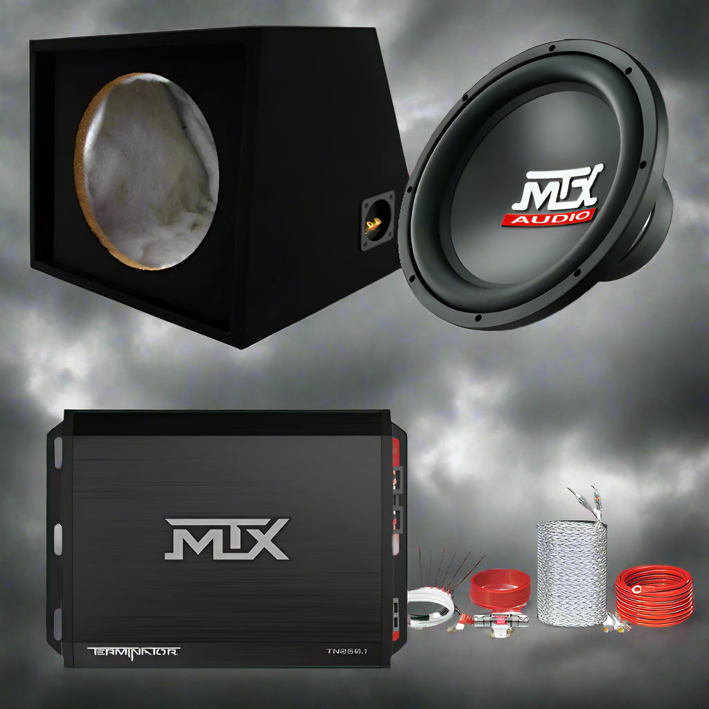 MTX Sub and Amp Pack with Subwoofer, Amplifier, Wiring Kit for Enhanced Audio Experience