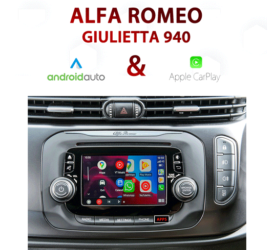 Android Auto & Apple CarPlay Integration Kit for Alfa Romeo 940 Giulietta with UConnect 5" Audio System