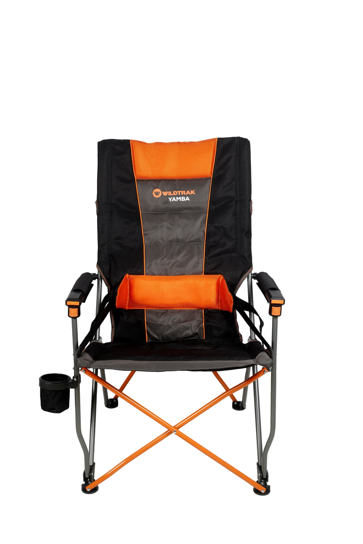 Yamba Solid Arm Camp Chair with Lumbar Support, Wine Glass Holder, Carry Bag with Shoulder Strap, Weight Rated 200kg Camping and Events