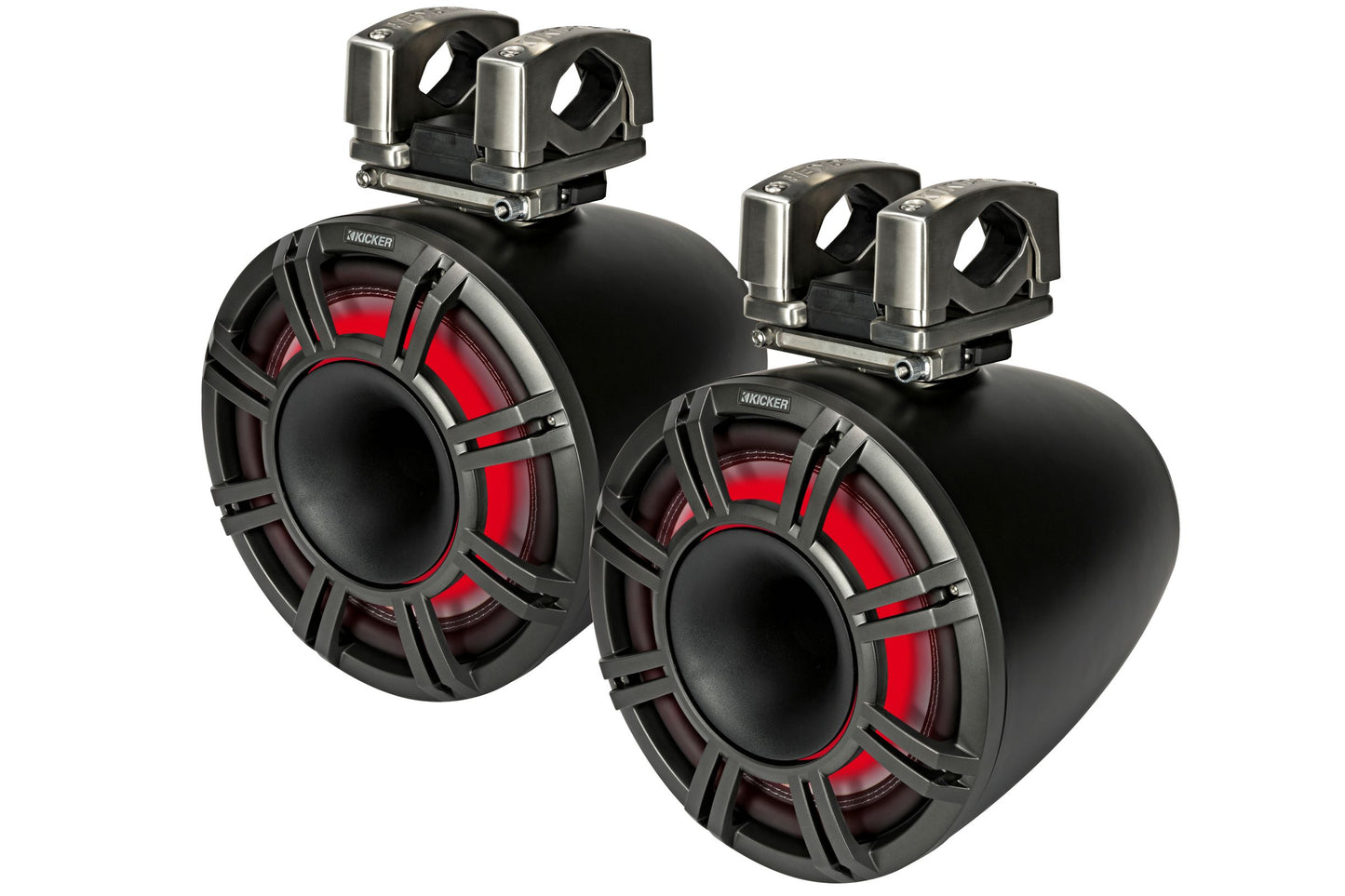 KICKER 44KMTC114 11" LED Marine Tower Speakers Black – 300W RMS