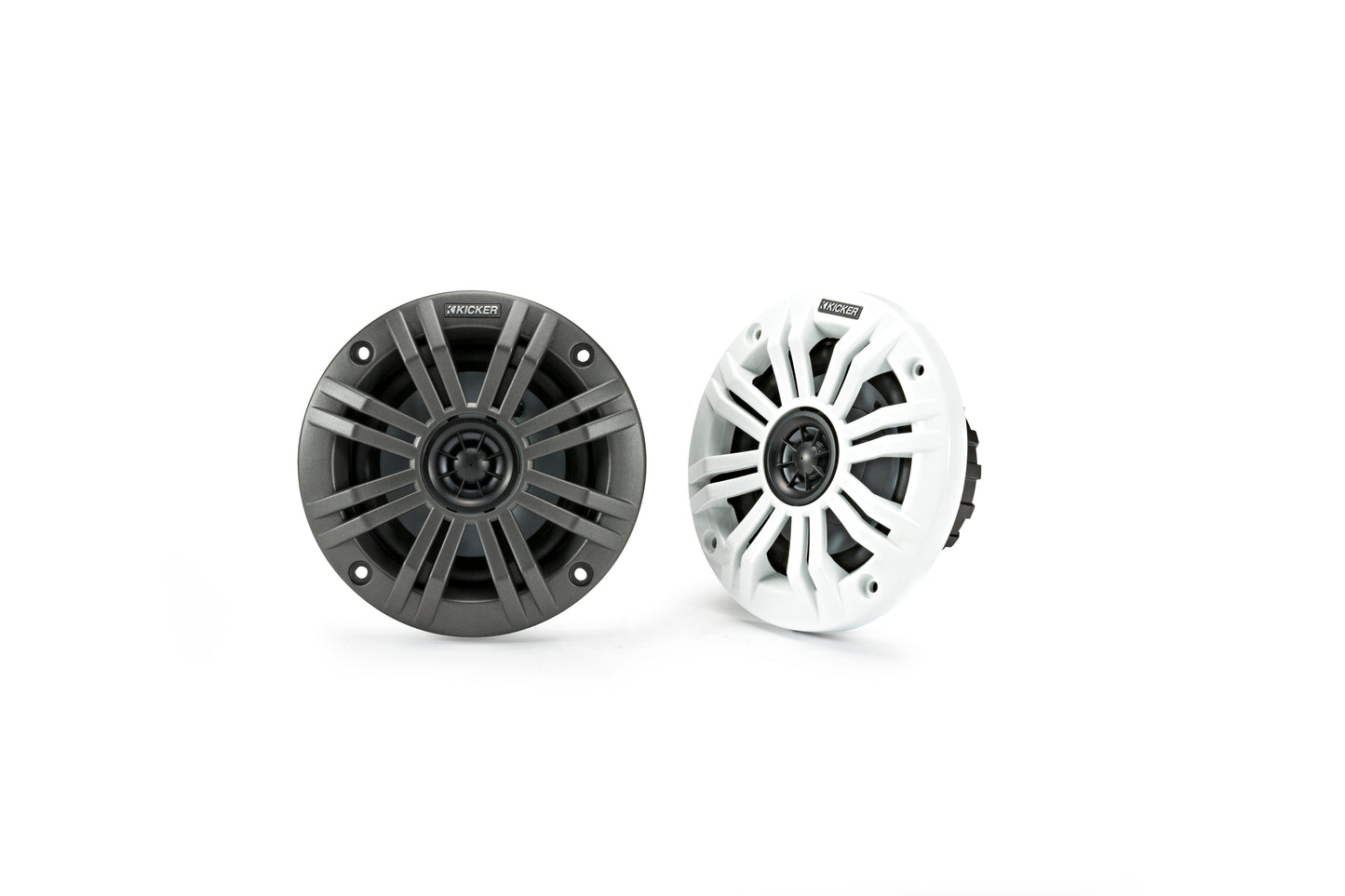KICKER KM44 4" Marine Coaxial Speakers | 50W RMS Weatherproof Boat Audio
