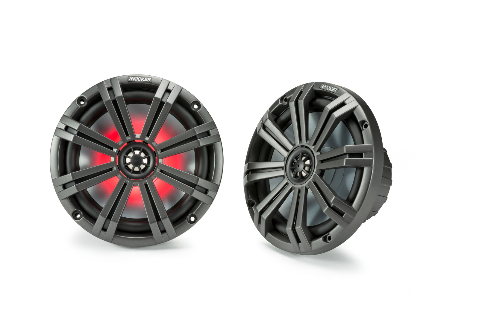 KICKER KM84L 8" Marine LED Coaxial Speakers | 150W RMS Weatherproof Boat Audio