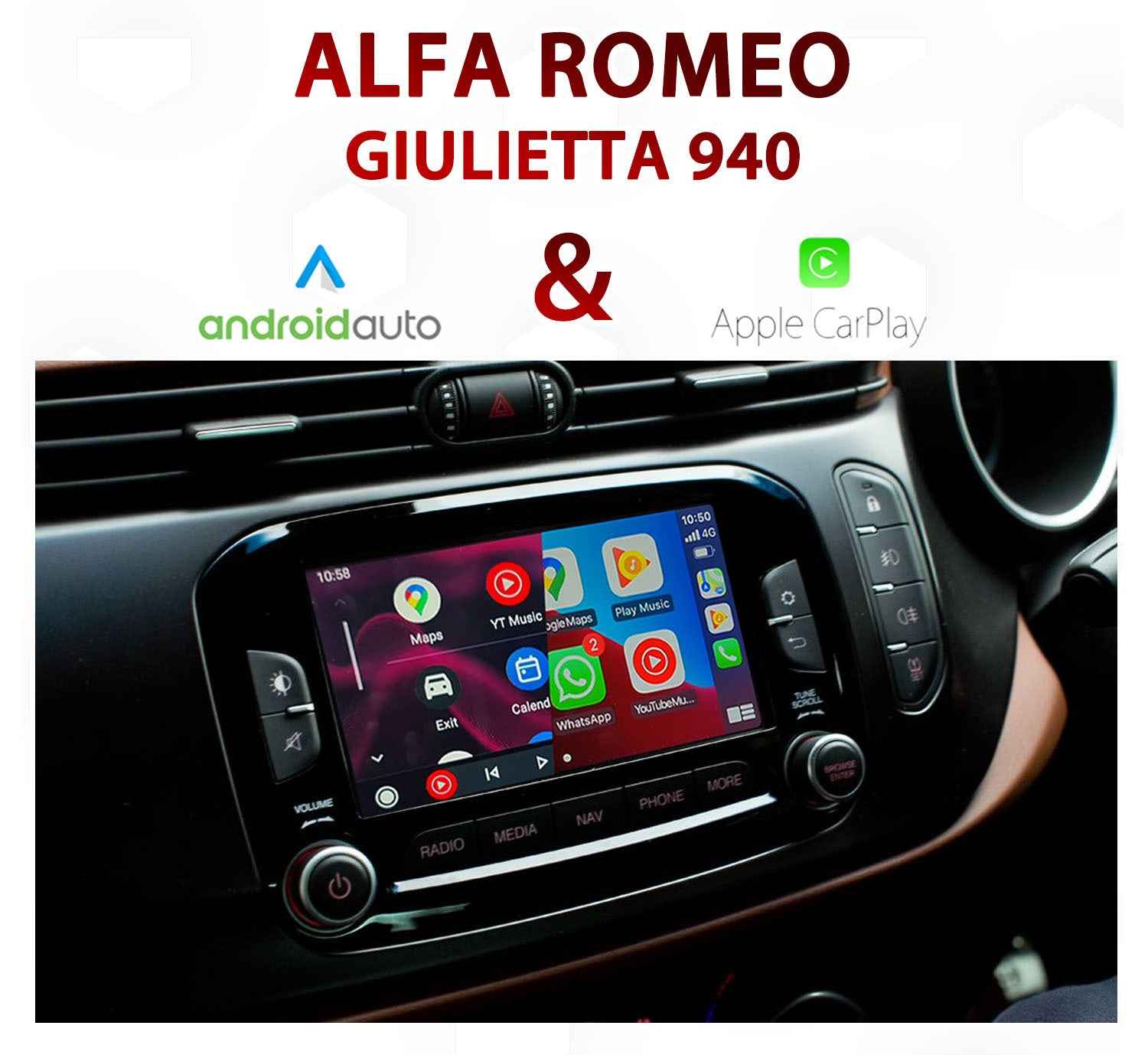 Android Auto & Apple CarPlay Integration Kit for Alfa Romeo 940 Giulietta with UConnect Audio