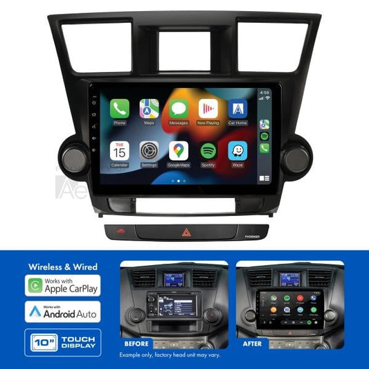 AMATO45 10" Multimedia receiver to suit Toyota kluger grande 2007-2013 - factory navigation, non-amplified