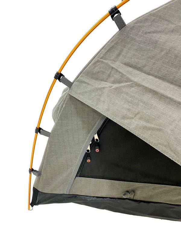 Double Trakker Easy Setup Swag 420gsm Heavy Duty Ripstop Canvas, Ultra Fine Mesh, Aluminium Poles, High Density Foam Mattress, Weatherproof, Durable, Carry Bag with Handles 145x210cm