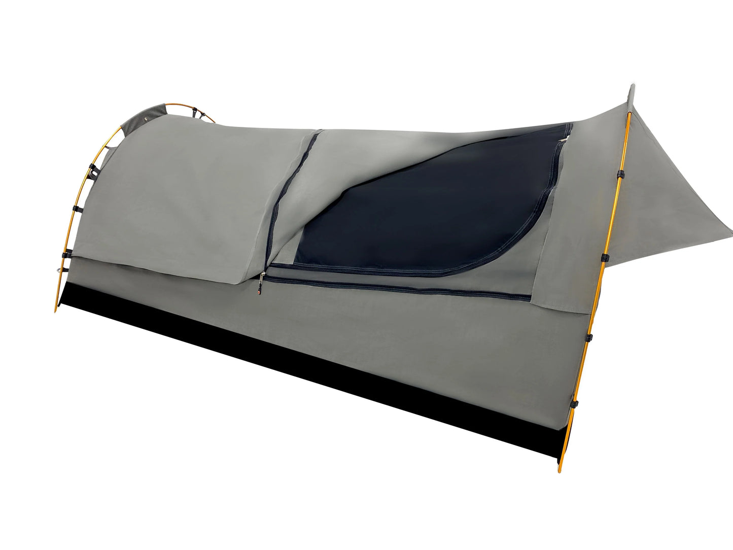 Double Trakker Easy Setup Swag 420gsm Heavy Duty Ripstop Canvas, Ultra Fine Mesh, Aluminium Poles, High Density Foam Mattress, Weatherproof, Durable, Carry Bag with Handles 145x210cm