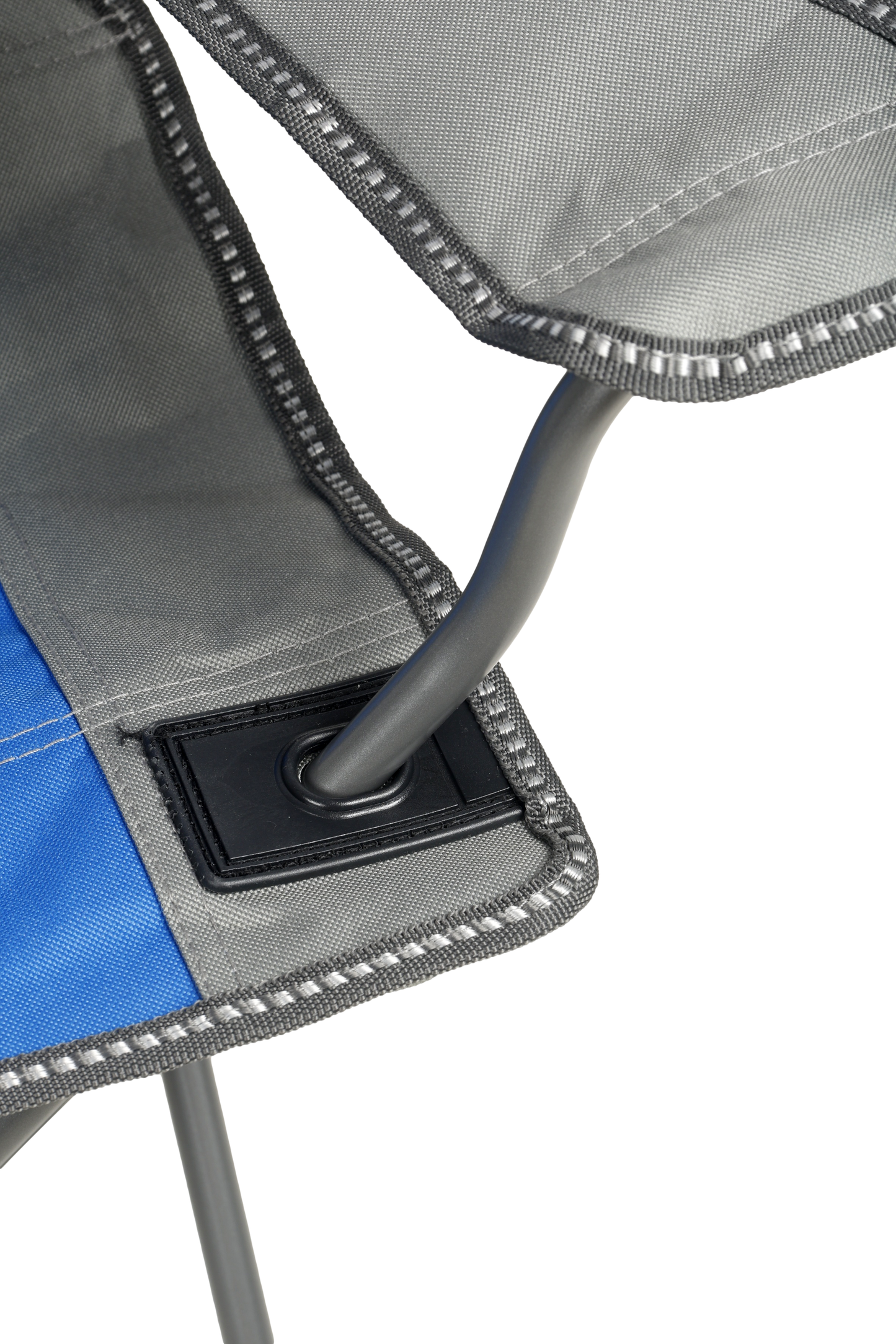 KIDS Camp Chair, Blue/Grey Foldable, Easy Clean Fabric, Drink Holder, Weight Rated 100kg, Carry Bag with Shoulder Strap