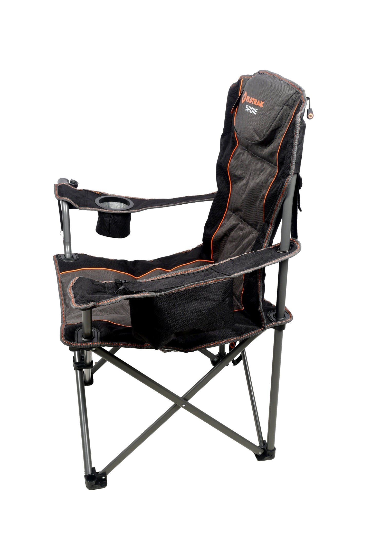 Yardie Deluxe Foldable Arm Chair with Shoulder Strap, Built-in Cooler Storage, Drink Holder, Wine Glass Holder