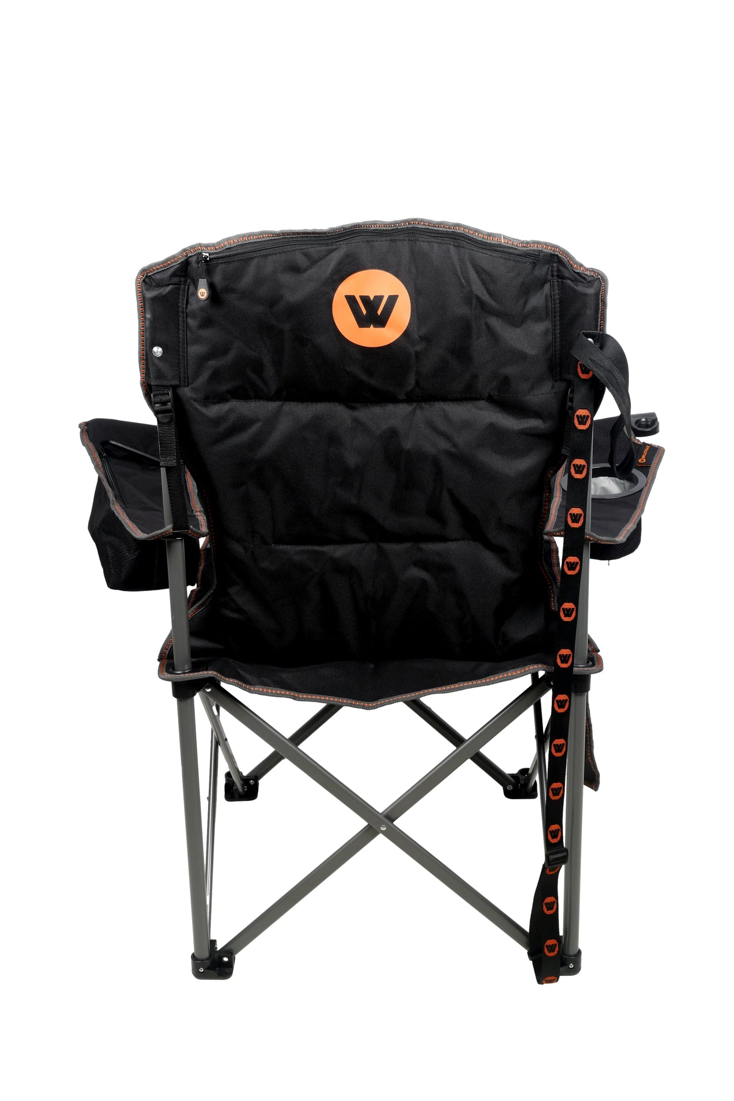 Yardie Deluxe Foldable Arm Chair with Shoulder Strap, Built-in Cooler Storage, Drink Holder, Wine Glass Holder