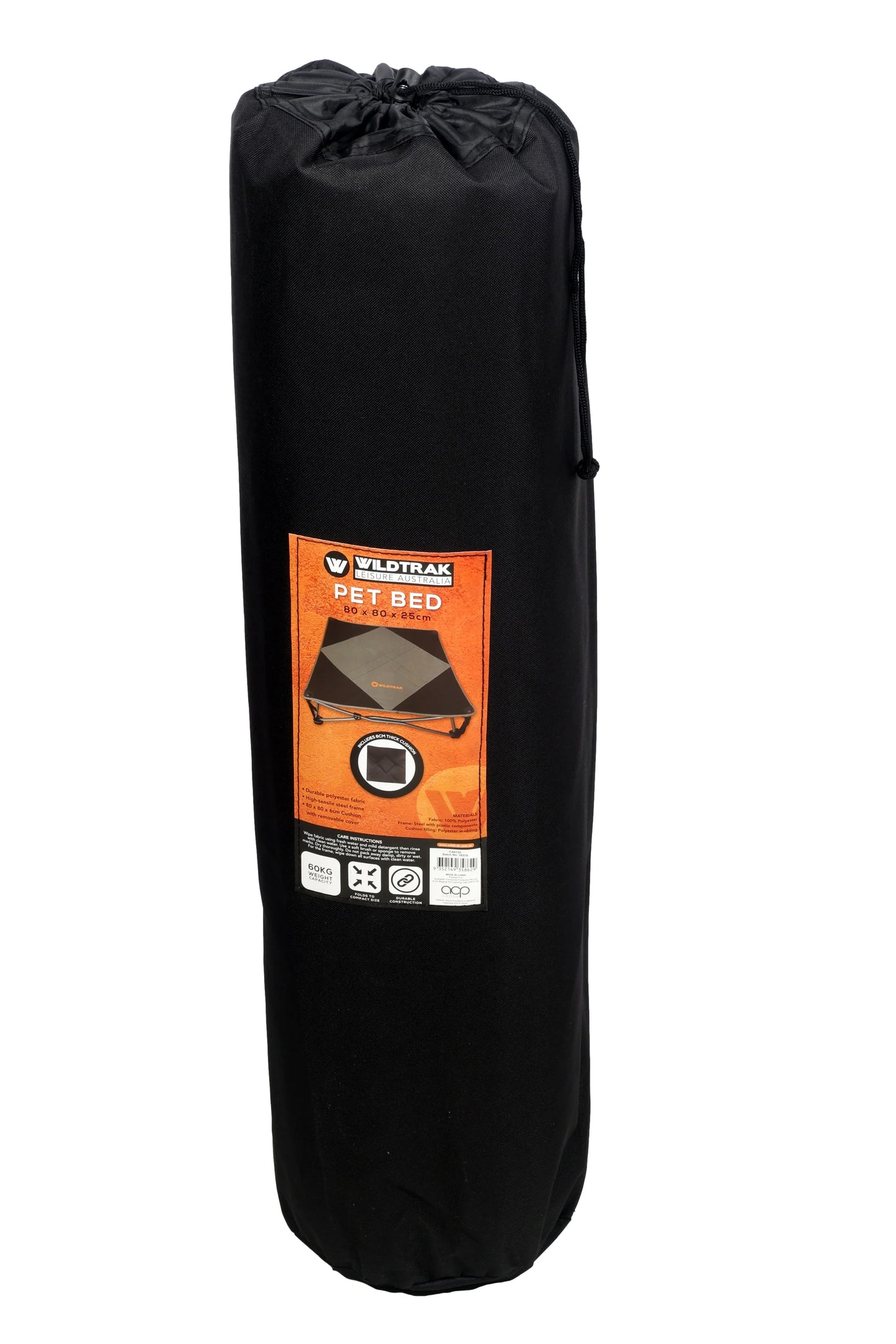 Deluxe Folding Pet Camp Bed, 60 x 60cm Removable Washable Cover, 60KG Rating