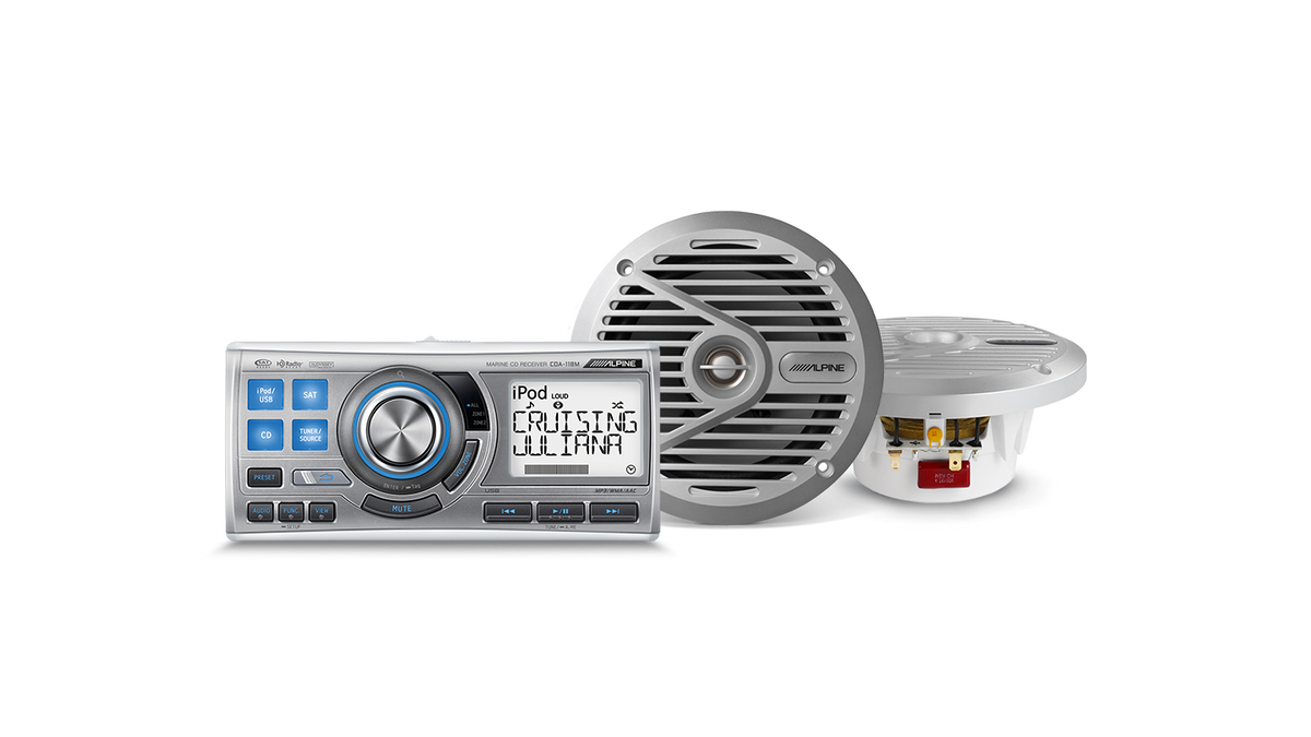 Alpine CDA-118M Marine Silver Speaker System