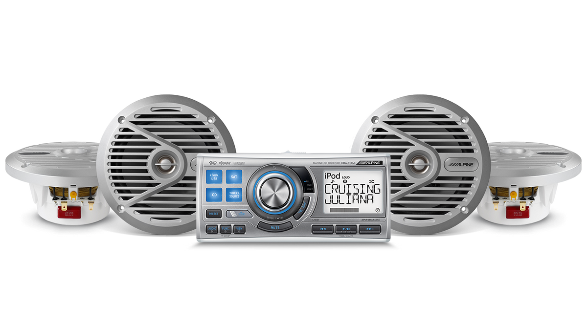 Alpine CDA-118M Marine Silver Complete Speaker System