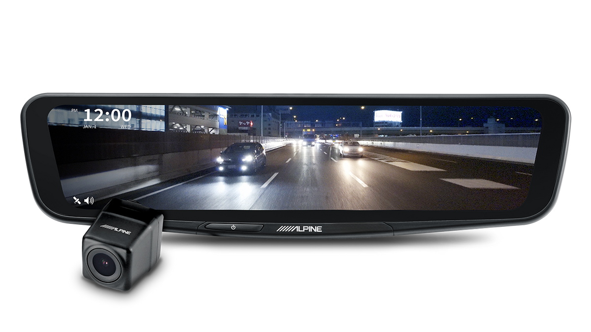 Alpine DME-R1200 – 12” Digital E-Mirror with Rear Camera