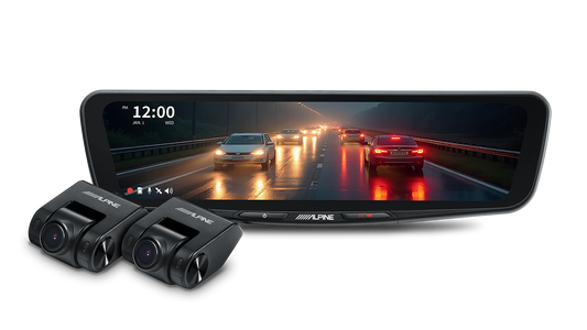 Alpine DVR-DM1000KO-IC – 10” Digital E-Mirror with Front and Rear DVR Cameras