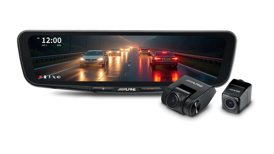 Alpine DVR-DM1000KO-OC – 10” Digital E-Mirror with Front (Internal) and Rear (External) DVR Cameras