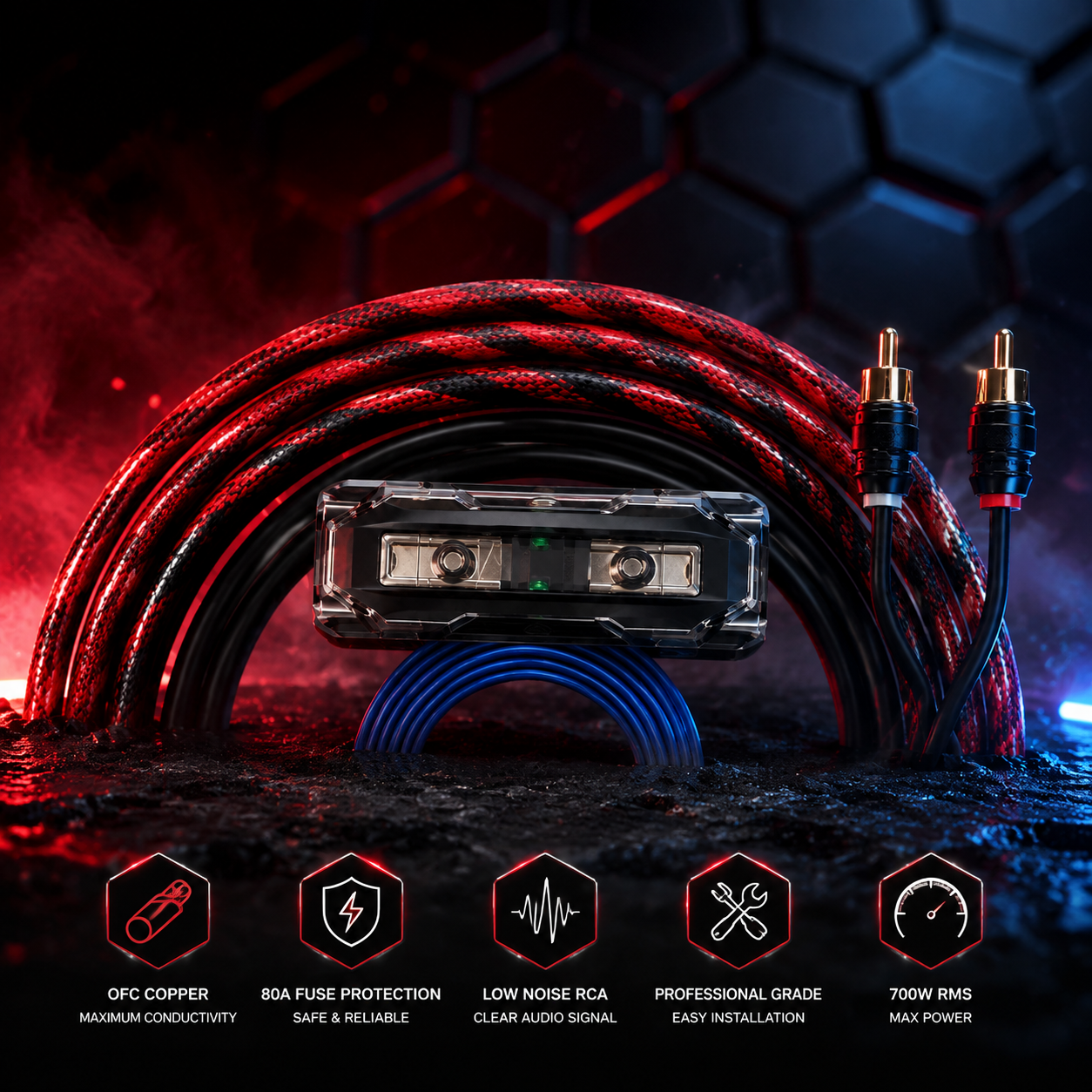 Garage Audio Pro 8AWG OFC Amplifier Wiring Kit