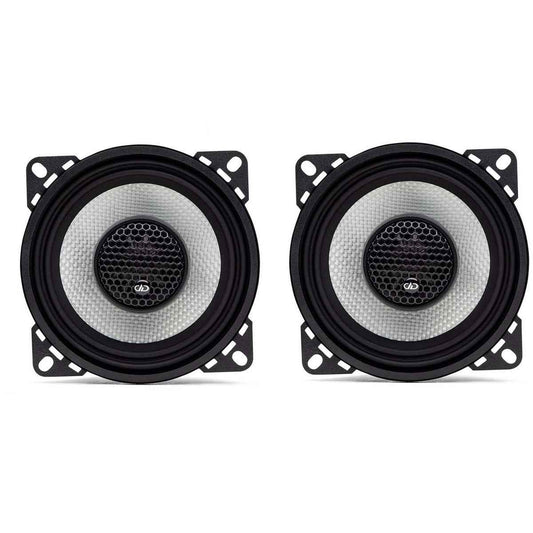 Pair of DD Audio 4 inch speakers coaxial car audio speakers with black and silver design
