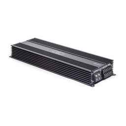 DD Audio 6 channel amplifier sleek black design with cooling fins for high-performance sound