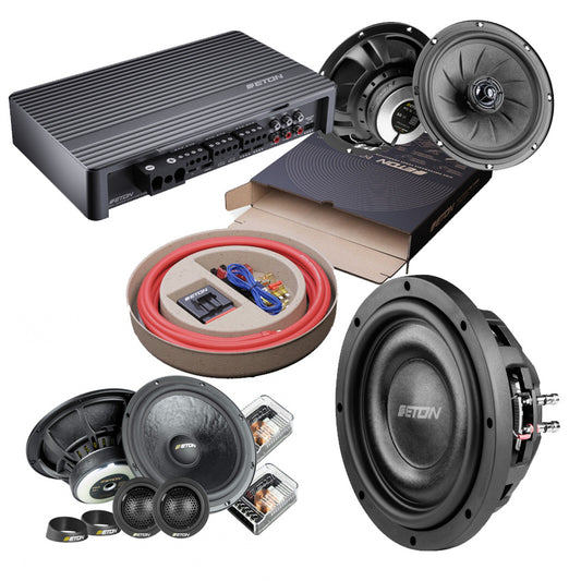 Eton Premium audio upgrade full audio pack featuring speakers, amplifier, and installation accessories