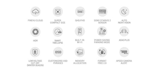 FineVu GX35 CLOUD Dash Camera with Full HD, Auto Night Vision, and Smart Time Lapse Features