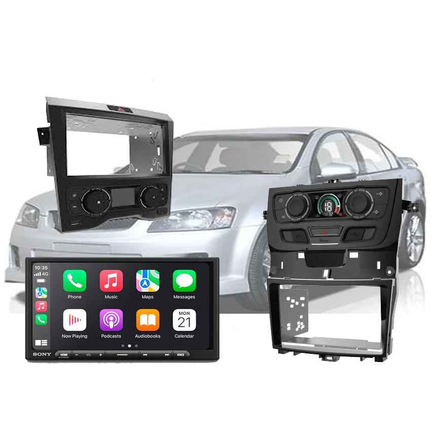 Sony car stereo with Apple CarPlay for Holden Commodore VE featuring a modern interface and installation frame
