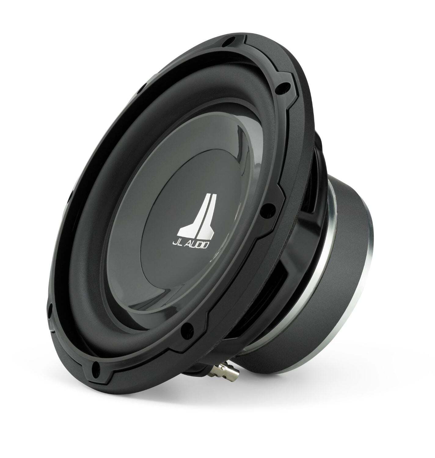 JL Audio 8 inch Subwoofer 8W1v3-4 with a sleek black design and durable construction for powerful bass performance