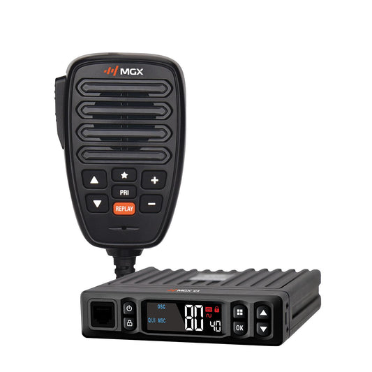 Genuine MGX C1 radio and supplied components - product photograph