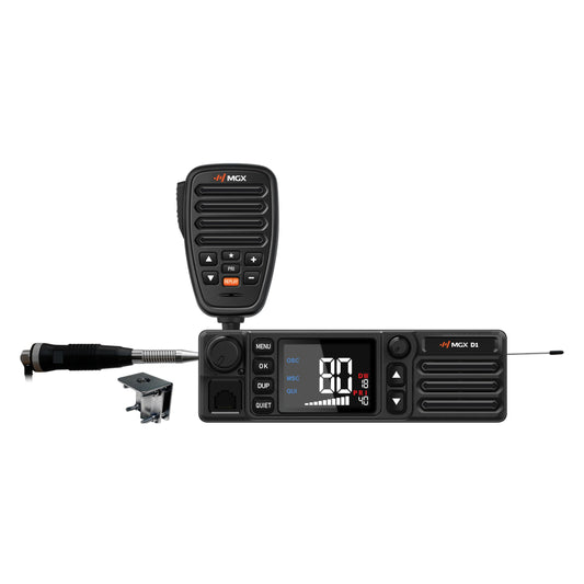 Genuine MGX D1 PRO radio and supplied components - product photograph