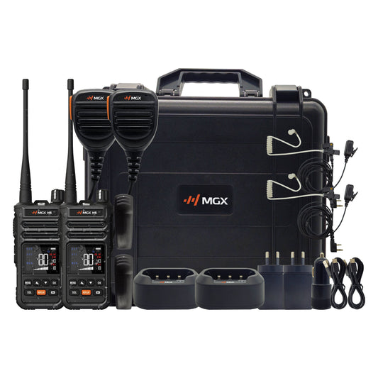 Genuine MGX H5-2TP radio and supplied components - product photograph