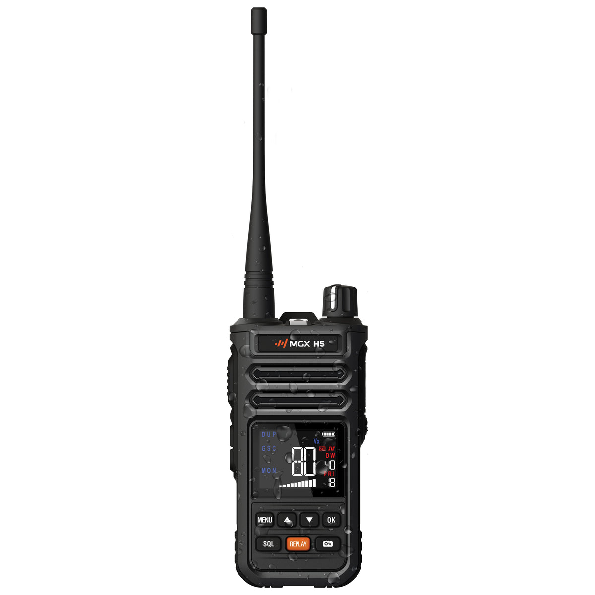 Genuine MGX H5 radio and supplied components - product photograph
