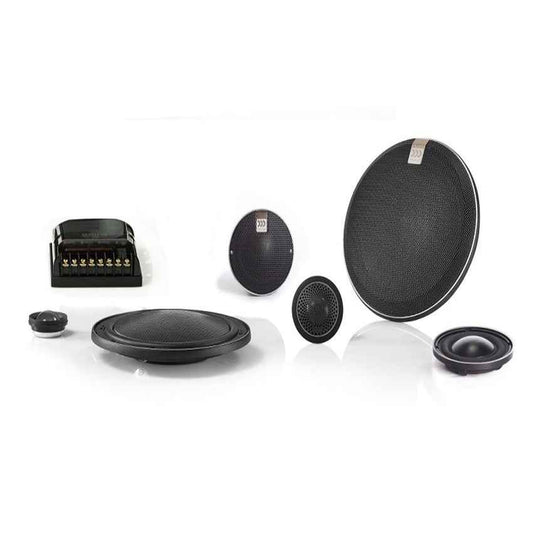 Morel Virtus Nano Carbon 3 way component speakers set with tweeters, midrange, and woofers