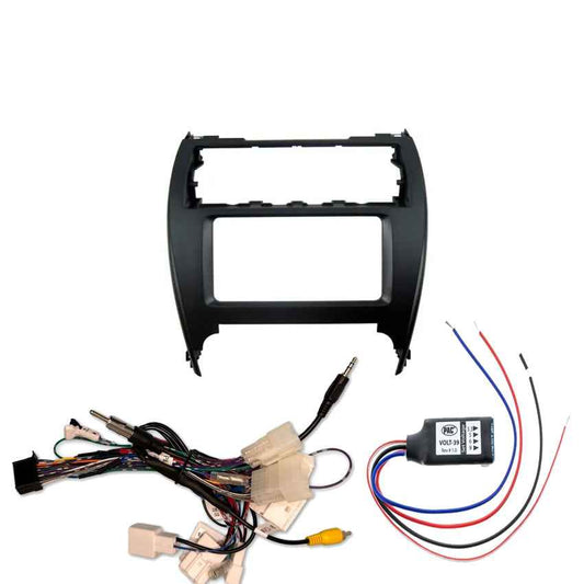 2012 Toyota Camry install kit including dash trim panel and wiring harness for easy installation